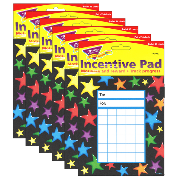 Trend Enterprises Gel Stars Incentive Pad, 36 Sheets Per Pad, PK6 T73052